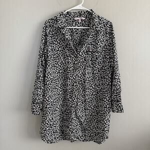 VICTORIA’S SECRETS Womens Size L Pajama Shirt Sleep Dress Black Animal Print Y2K